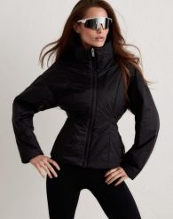 Damska kurtka pikowana, hydrofobowa High Neck Contour czarna. Czarne kurtki damskie Aim'n, l, bez wzorów, z materiału, bez kaptura. Za 593.00 zł.