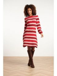 Smashed Lemon Sukienka dzianinowa w kolorze czerwono-jasnoróżowym rozmiar: XS. Czerwone sukienki damskie Smashed Lemon, na co dzień, xs, bez wzorów, z dzianiny, bez kołnierzyka, bez ramiączek, midi, proste. Za 143.99 zł.