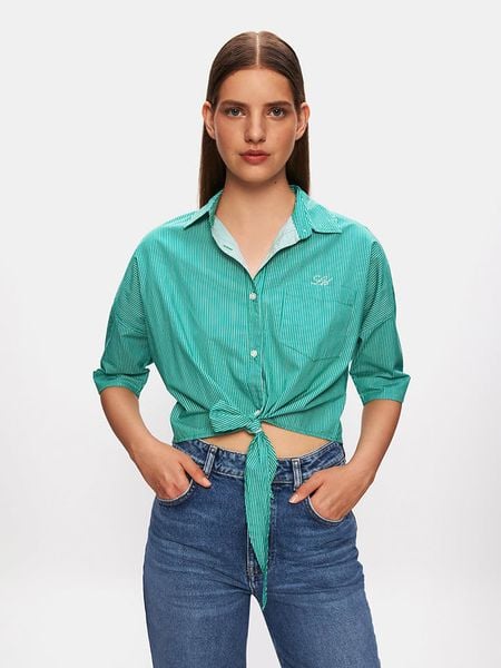 LTB Koszula "Roneza" w kolorze zielonym rozmiar: XS. Zielone koszule damskie LTB, xs, bez wzorów, z bawełny, bez kołnierzyka, bez ramiączek. Za 61.17 zł.