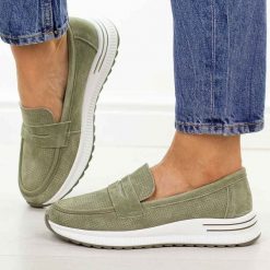 Zielone skórzane mokasyny damskie Filippo Dp6750/26. Zielone mokasyny damskie Filippo, z jeansu. Za 219.00 zł.