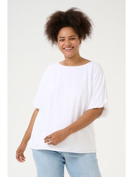 KAFFE curve Bluzka w kolorze białym rozmiar: 48. Białe bluzki damskie KAFFE curve, bez wzorów, bez kołnierzyka, bez ramiączek. Za 104.99 zł.