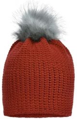 Czapka zimowa James & Nicholson dziergana z polarem i pomponem ekologiczny. Brązowe czapki męskie VAN NICHOLAS, na zimę, bez wzorów, dziergany. Za 122.99 zł.