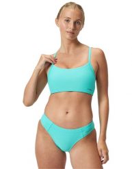 Góra od stroju kąpielowego damski dwuczęściowy Speedo Solid Racerback. Niebieskie bikini damskie Speedo, bez wzorów. Za 261.98 zł.