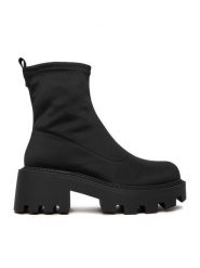 DeeZee Botki 67091-8 Czarny. Czarne botki damskie DeeZee, z materiału, bez obcasa, na słupku, bez zapięcia. Za 219.99 zł.