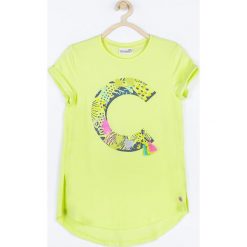Coccodrillo - T-shirt dziecięcy 128-158 cm. Zielone koszulki dziewczęce COCCODRILLO, bez wzorów, z bawełny, bez ramiączek. W wyprzedaży za 19.90 zł.