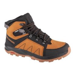 Buty Salomon Outchill Ts Cswp 473819 brązowe. Brązowe buty trekkingowe męskie z materiału, za kostkę, bez zapięcia, trekkingowe. Za 877.42 zł.