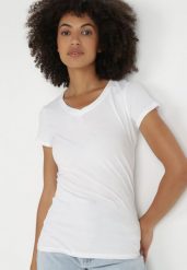 Biały T-shirt Nysalphia. Białe t-shirty damskie Born2be, m, bez wzorów, z bawełny, bez kołnierzyka. Za 29.99 zł.
