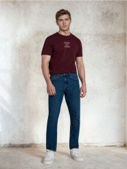 Jeansy regular fit z efektem sprania - granatowy. Niebieskie jeansy męskie Sinsay. Za 49.99 zł.