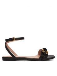 Coccinelle Sandały E4 U7S 18 02 01 Czarny. Czarne sandały damskie Coccinelle, bez wzorów, ze skóry, bez obcasa, na płaskiej podeszwie. Za 849.99 zł.