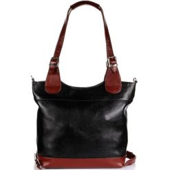 Torebka skórzana elegancka DAN-A T195A czarno-koniakowa. Czarne torebki klasyczne damskie DAN-A, bez wzorów, ze skóry, bez dodatków. Za 259.99 zł.