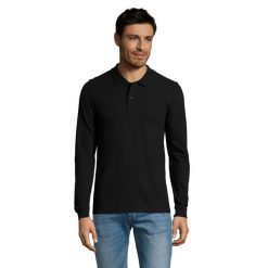 Męska Koszulka Polo Perfect Plain Pique Z Długim Rękawem. Czarne koszulki polo męskie SOL'S, m, bez wzorów, bez ramiączek. Za 83.99 zł.
