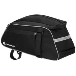 Sakwa rowerowa na bagażnik, torba, organizer rowerowy czarny. Czarne torebki klasyczne damskie SPRINGOS, bez wzorów, z materiału, duże, bez dodatków. Za 39.95 zł.