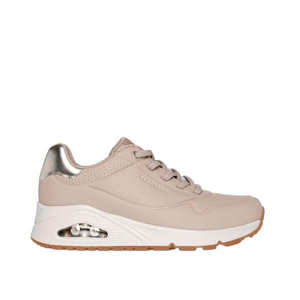 Buty Skechers UNO Shimmer Away Beżowe. Brązowe buty sportowe na co dzień damskie Skechers, bez wzorów, z gumy, na fitness i siłownię. Za 334.15 zł.