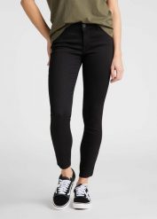 SPODNIE DAMSKIE LEE SCARLETT CROPPED BLACK RINSE L30CFS47 112106337. Czarne spodnie materiałowe damskie Lee, bez wzorów, z jeansu. Za 199.99 zł.