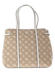 Guess Shopper bag "Beyza" w kolorze beżowym - 40 x 34 x 19,5 cm rozmiar: onesize. Brązowe shopper bag damskie Guess, z aplikacjami, z materiału, bez dodatków. Za 513.99 zł.