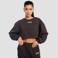 Bluza damska krótka oversize bez kaptura brązowa Aura. Brązowe bluzy sportowe damskie GYMBEAM, m, z bawełny. Za 118.90 zł.