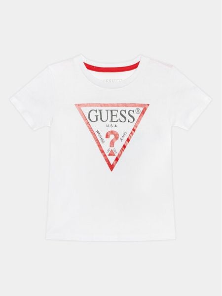 Guess T-Shirt N73I55 K8HM0 Biały Regular Fit. Białe t-shirty chłopięce Guess, z aplikacjami, z bawełny, bez ramiączek. Za 49.99 zł.