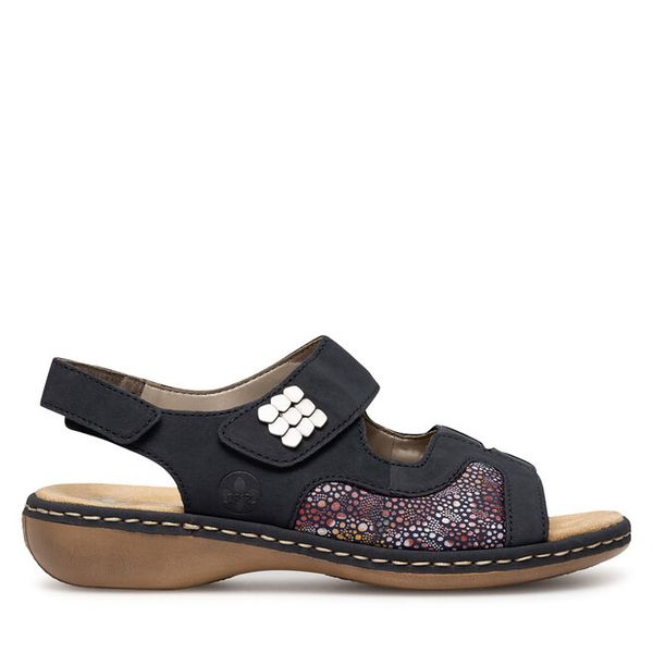 Sandały Rieker. Niebieskie sandały damskie Rieker, bez wzorów, bez obcasa, na płaskiej podeszwie. Za 269.99 zł.