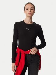 Tommy Jeans Bluzka Classic Logo DW0DW23248 Czarny Slim Fit. Czarne topy sportowe damskie Tommy Jeans, m, bez wzorów, z bawełny, bez ramiączek. Za 149.99 zł.