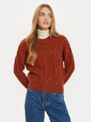 Wrangler Sweter 112356473 Brązowy Regular Fit. Brązowe swetry klasyczne damskie Wrangler, l, z bawełny, bez kołnierzyka. Za 259.99 zł.
