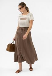 Długa spódnica letnia G-MIGELIA. Brązowe spódniczki damskie Volcano, na lato, s, bez wzorów, z materiału, maxi, dopasowane. Za 119.99 zł.