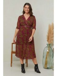 Curvy Lady Sukienka w kolorze bordowo-zielonym rozmiar: 40/42. Czerwone sukienki damskie Curvy Lady, bez wzorów, z tkaniny, klasyczne, bez kołnierzyka, bez ramiączek, midi. Za 127.05 zł.