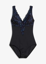 Body modelujące z ozdobnymi elementami, średni stopień modelowania sylwetki. Czarne body damskie bonprix, z aplikacjami, z koronki. Za 119.99 zł.