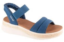 Sandały damskie, Slip-Ins: BOBS Sun Ray. Niebieskie sandały damskie Skechers, bez wzorów, z materiału, bez obcasa. Za 199.99 zł.