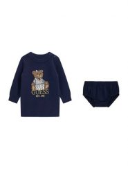 Guess Sukienka dzianinowa A6BK06 Z1316 Granatowy Regular Fit. Niebieskie sukienki dziewczęce Guess, z aplikacjami, z dzianiny, bez ramiączek. Za 214.99 zł.
