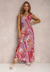 Bordowa Sukienka Dianano. Czerwone sukienki damskie Renee, l, z aplikacjami, boho, bez kołnierzyka, bez ramiączek, maxi, kopertowe. W wyprzedaży za 59.49 zł.