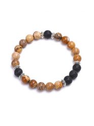 Uomo Bransoletka z kamieniami lawowymi i agatami rozmiar: onesize. Brązowe biżuteria dla mężczyzn Uomo, z agatem, sztuczne. Za 39.45 zł.