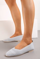 Szare Wsuwane Balerinki z Płaską Podeszwą Neliara. Szare baleriny damskie Born2be, bez wzorów, z jeansu, bez obcasa, na płaskiej podeszwie. Za 44.99 zł.