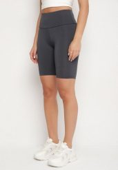 Granatowe Szorty Kolarki z Wysokim Stanem Nalirelle. Niebieskie szorty damskie Born2be, bez wzorów, eleganckie, z podwyższonym stanem. Za 34.99 zł.