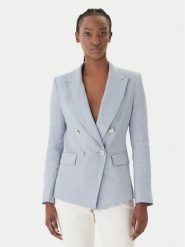 Marella Marynarka Bussola 2613041181 Błękitny Regular Fit. Niebieskie marynarki i żakiety damskie Marella, bez wzorów, ze lnu. Za 1,719.00 zł.