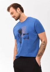 T-shirt bawełniany, Comfort Fit, T-ROADBIKE. Niebieskie t-shirty męskie Volcano, na wiosnę, m, bez wzorów, z bawełny, bez kołnierzyka. Za 69.99 zł.
