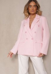 Różowa Marynarka Dwurzędowa z Usztywnionymi Ramionami Emivori. Czerwone marynarki i żakiety damskie Renee, l, bez wzorów, z jeansu, eleganckie. Za 109.99 zł.
