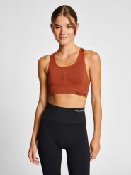 Bezszwowy biustonosz dla kobiet Hummel Shaping. Brązowe biustonosze sportowe damskie HUMMEL, bez wzorów, z dzianiny. Za 168.00 zł.