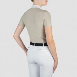 Dziewczęca konkursowa koszulka polo EQPRO Sabrina. Brązowe koszulki dziewczęce HORKA, m, bez wzorów, z materiału, bez ramiączek. Za 211.50 zł.