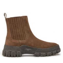 Sztyblety Weekend Max Mara. Brązowe botki damskie Weekend Max Mara, bez obcasa, na płaskiej podeszwie, bez zapięcia. Za 1,499.00 zł.