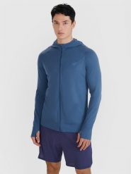 4F Bluza do biegania w terenie szybkoschnąca męska - granatowa L/XL. Niebieskie bluzy sportowe męskie 4f, bez wzorów, z dzianiny, klasyczne, bez kołnierzyka, bez ramiączek. W wyprzedaży za 149.99 zł.