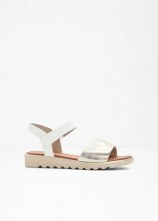 Wygodne sandały marki Jana, wygodna tęgość. Białe sandały damskie bonprix, bez wzorów, bez obcasa. Za 189.99 zł.