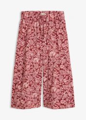 Spodnie culotte z przyjemnej w dotyku popeliny. Czerwone spodnie materiałowe damskie bonprix, bez wzorów. Za 122.99 zł.