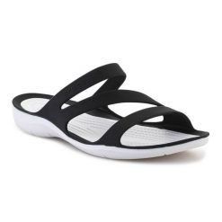 Klapki Crocs Swiftwater Sandal W 203998-066 czarne. Czarne klapki damskie bez wzorów, bez obcasa. Za 303.63 zł.
