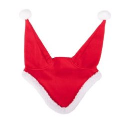 Czapka dla konia QHP Santa. Czerwone czapki męskie QHP, bez wzorów, z futra, wizytowe. Za 99.50 zł.