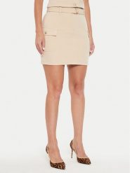 Guess Spódnica mini Fiona W4YD72 WFWX2 Beżowy Regular Fit. Brązowe spódniczki damskie Guess, xl, z aplikacjami, z syntetyku, mini. Za 199.99 zł.