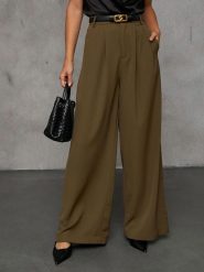 Milan Kiss Spodnie w kolorze khaki rozmiar: L. Brązowe spodnie materiałowe damskie Milan Kiss, bez wzorów, z materiału. Za 252.94 zł.