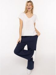 Zwillingsherz Muślinowe spodnie w kolorze granatowym rozmiar: onesize. Niebieskie spodnie materiałowe damskie Zwillingsherz, bez wzorów, z bawełny. Za 82.99 zł.