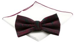Mucha Męska z Białą Poszetką - Chattier - Czerwone Paisley z Zielonymi Akcentami. Czerwone krawaty i muchy męskie Chattier, bez wzorów, z mikrofibry, eleganckie. Za 59.00 zł.