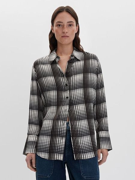 Someday Koszula "Zebecca" w kolorze biało-czarno-beżowym rozmiar: 38. Białe koszule damskie Someday, bez wzorów, z wiskozy, bez kołnierzyka, bez ramiączek. Za 195.99 zł.