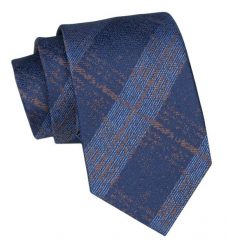Klasyczny Krawat Męski - ALTIES - Odcienie Niebieskiego i Granatu. Niebieskie krawaty i muchy męskie Alties, bez wzorów, z tkaniny, eleganckie. Za 49.00 zł.